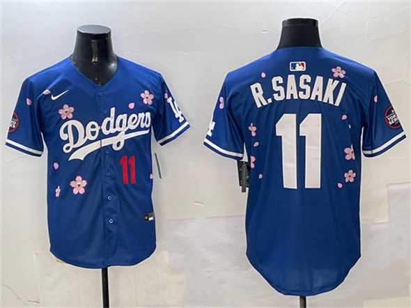 Men%27s Los Angeles Dodgers #11 Roki Sasaki Royal 2025 Tokyo Series Limited Stitched Jersey